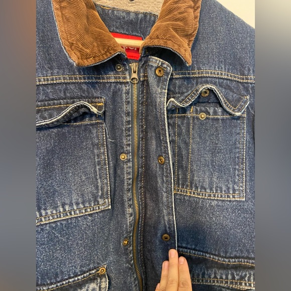 Vintage Wrangler Corduroy Neck Denim Coat Mens Pockets Sherpa Lined
Size Small - Picture 4 of 9
